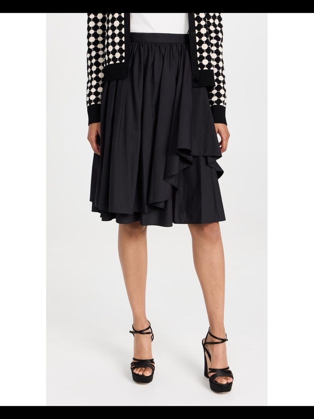 Tory Burch Black Ballet Ruffle Midi Skirt